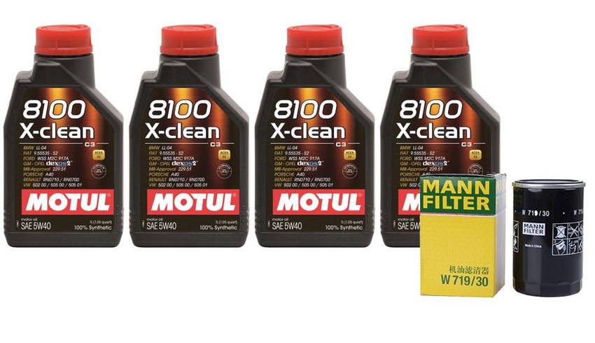 VW Engine Oil Change Kit - Motul 078115561K (5W-40) (X-CLEAN 8100)